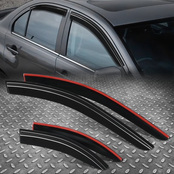 Nuvision Tape-On Window Visor Sun Rain Guard Deflector for 08-17 Mitsubishi Lancer Sedan