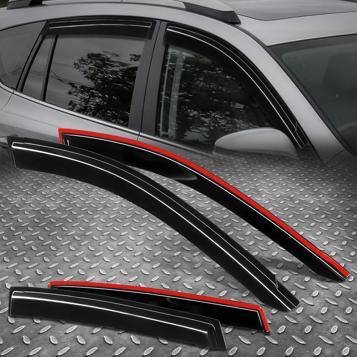 Nuvision Tape-On Window Visor Vent Shade Sun Rain Guard Deflector for 13-18 Toyota Rav4