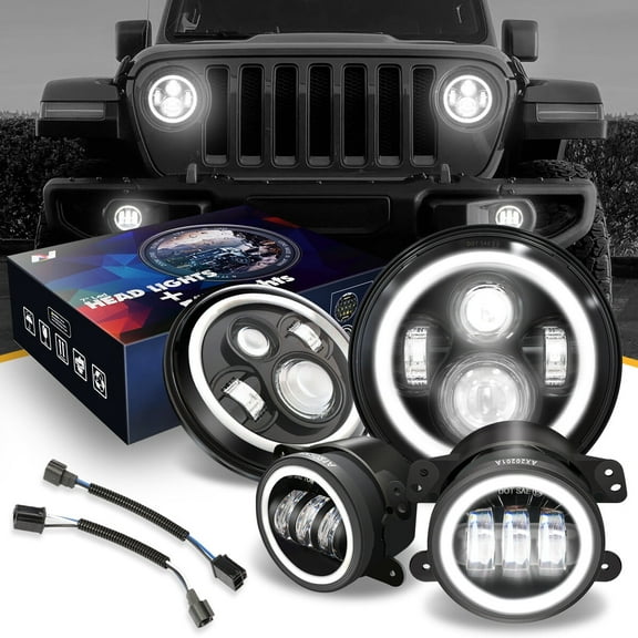Nuvision Wrangler Halo LED DRL Projector 6000k White Headlights Bulb fits Jeep Wrangler 2 Pack