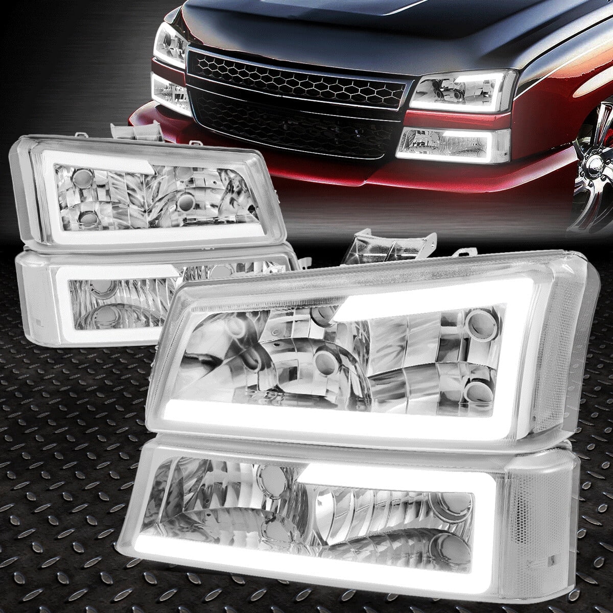Nuvision for 03-07 Chevy Silverado Avalanche LED DRL Headlight Bumper ...