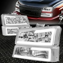 Nuvision for 03-07 Chevy Silverado Avalanche LED DRL Headlight Bumper Lamps Chrome/Clear
