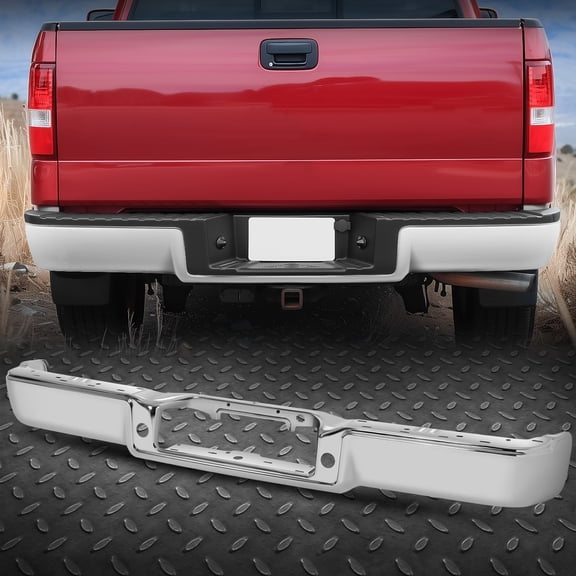 Nuvision for 04-08 F150 Mark LT Fleetside Rear Bumper Face Bar w/o Senor Holes Chrome