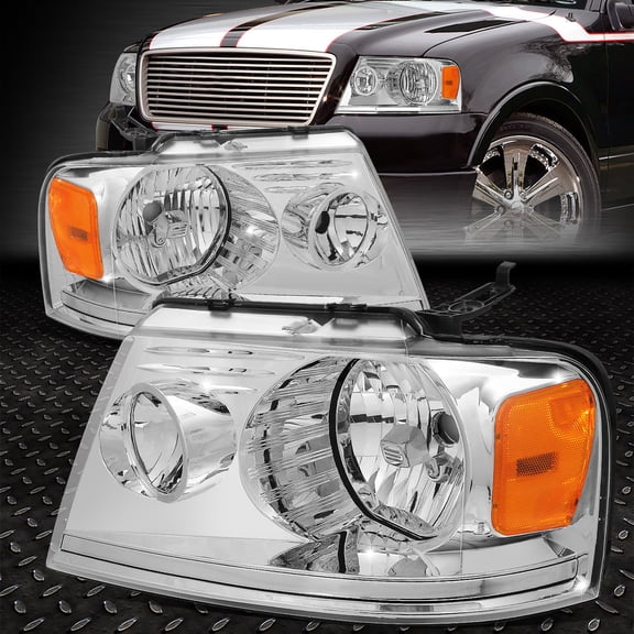 Nuvision for 04-08 Ford F150 Lincoln Mark LT OE Style Headlights Chrome/Amber