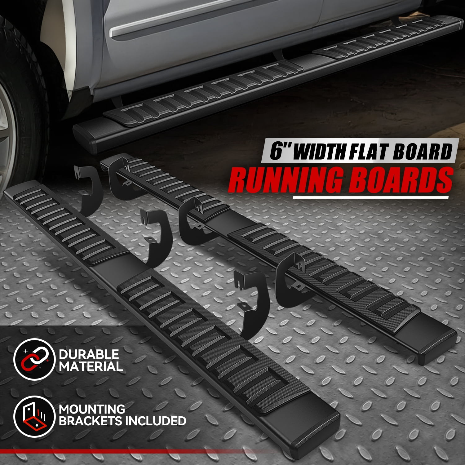 Nuvision for 07-19 Silverado Sierra Ext Cab 6" Running Boards Side Step Nerf Bar Black