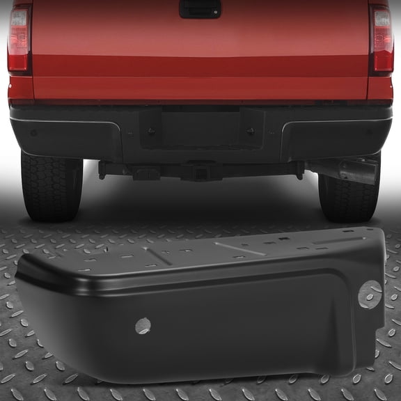 Nuvision for 08-16 Ford F250-F450 SD Black Rear Left Side Bumper End Cap w/ Sensor Holes