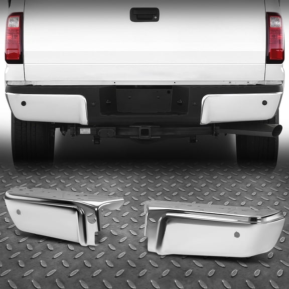 Nuvision for 08-16 Ford F250-F450 SD Rear Bumper End Caps w/ Parking Sensor Holes Chrome