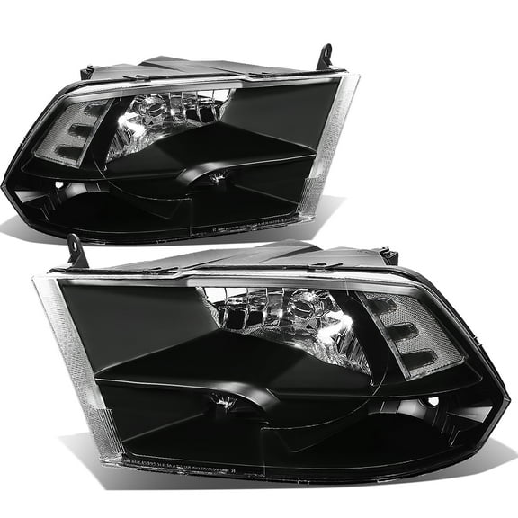 Nuvision for 09-18 Ram 1500 2500 3500 Black Housing Clear Corner Headlight Head Lamps