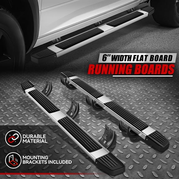 Nuvision for 09-24 Dodge Ram Truck Quad Extended Cab 6" Flat Side Step Bar Running Board