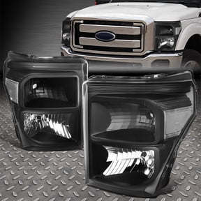 Nuvision for 11-16 Ford F250 F350 Super Duty Black Housing Clear Corner Headlight Lamps
