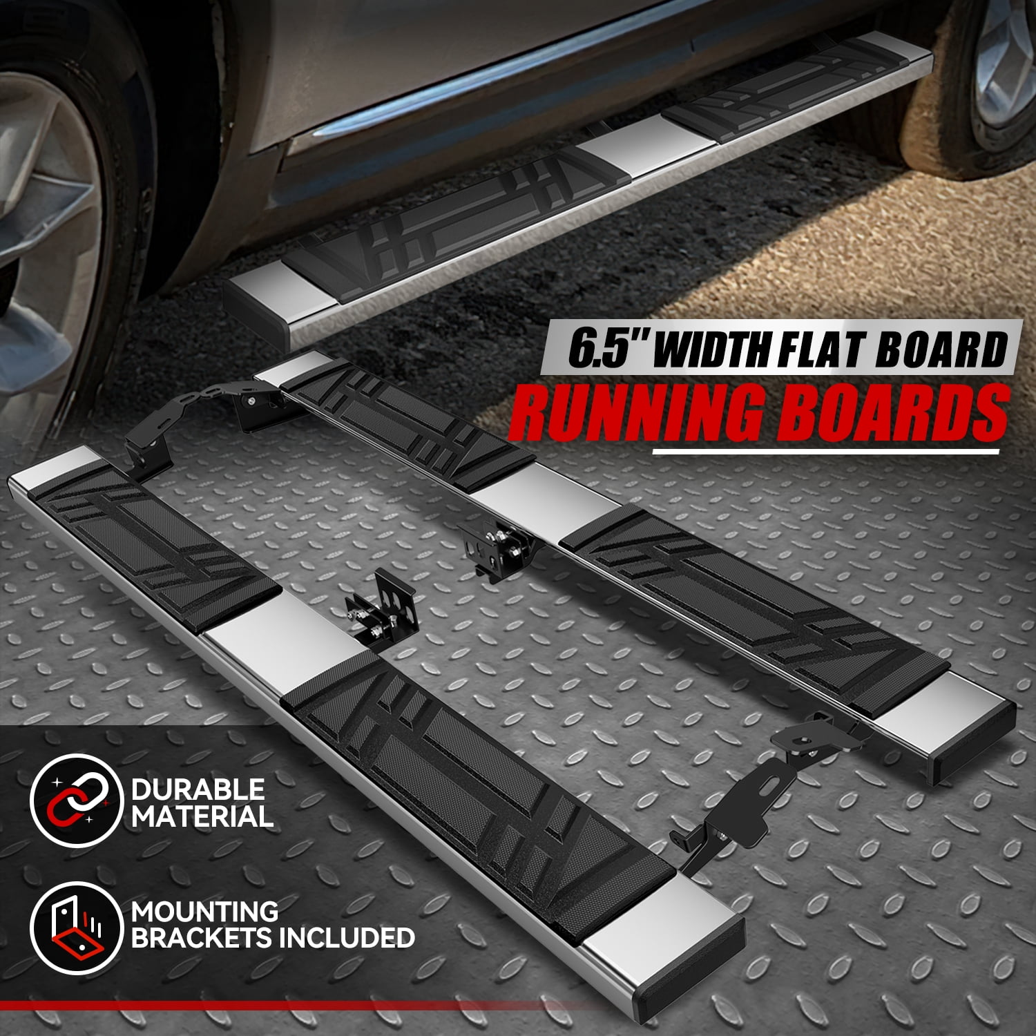 Nuvision for 11-19 Ford Explorer 6.5" W Premium Running Boards Side Step Pedal Nerf Bar