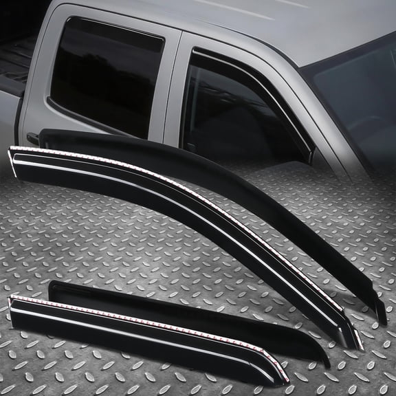 Nuvision for 14-19 Chevy Silverado GMC Sierra Crew Cab Window Visor Rain Guard Deflector