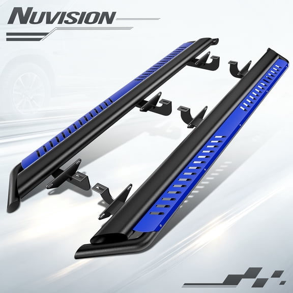 Nuvision for 18-24 Jeep Wrangler JL Side Nerf Bar Running Board W/Blue Dropped Step Plate