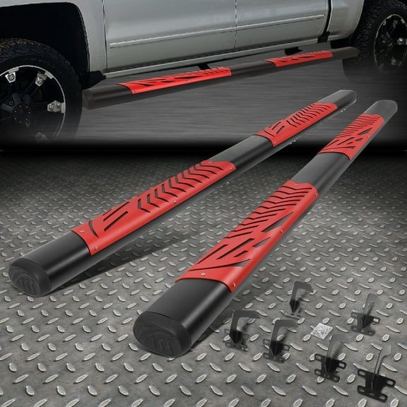 Nuvision for 19-24 Ram 1500 Quad/Extended Cab 5.5" Nerf Bar Running Board W/Red Step Pad
