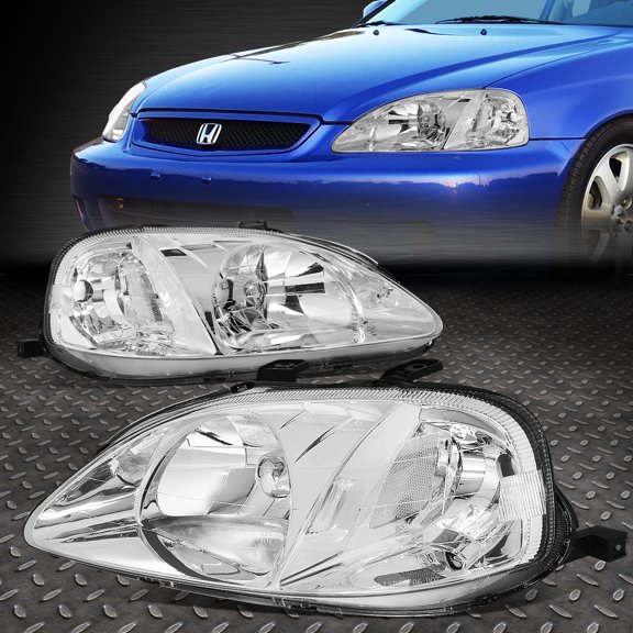 Nuvision for 99-00 Honda Civic EJ EM EK Headlight Signal Lamp Chrome/Clear