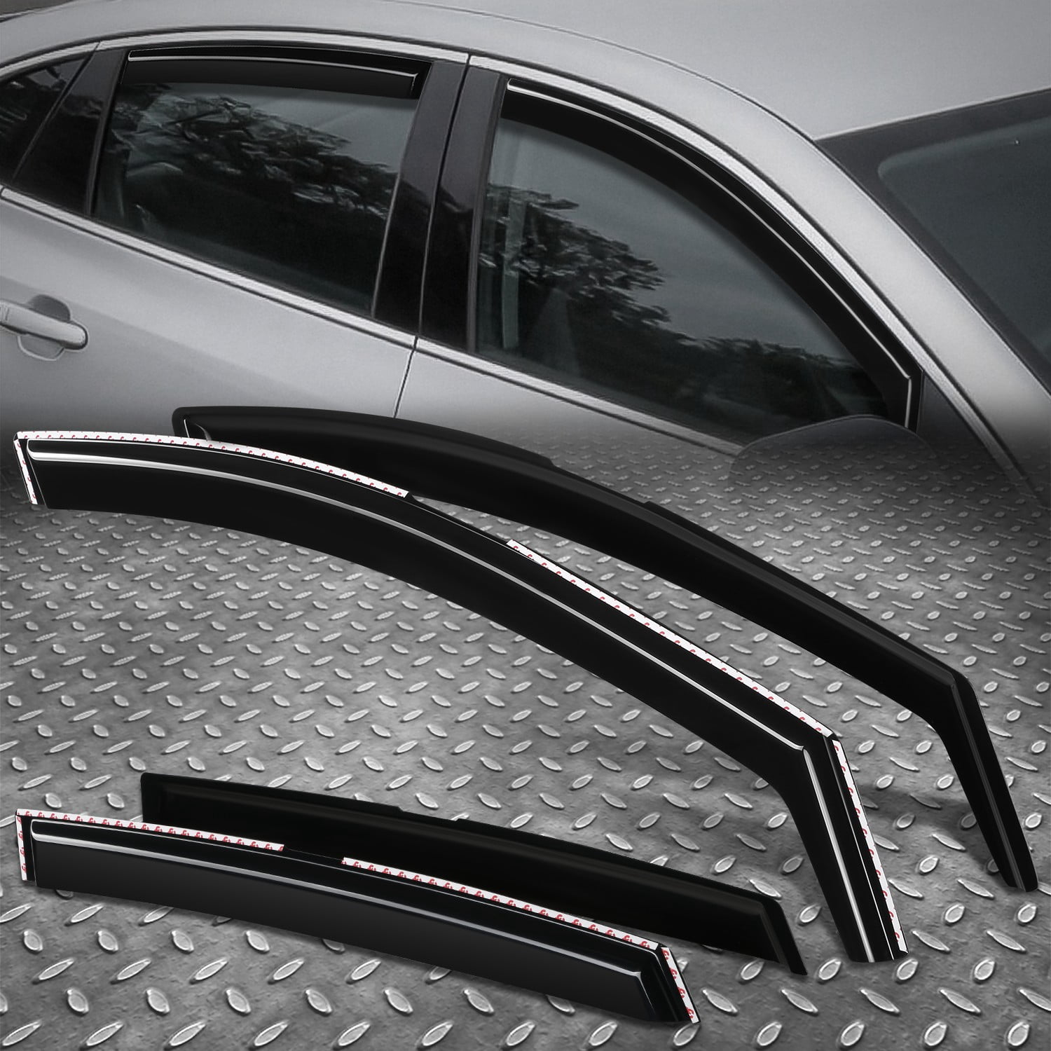 Nuvision in-Channel Window Visor Vent Shade Sun Guard Deflector for 16-25 Chevy Malibu