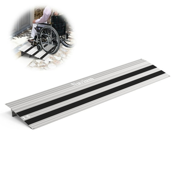 Nuvium 6" Rise Threshold Ramp, Aluminum Door Entry Ramp for Wheelchairs, 800lbs Load Capacity, Adjustable Temporary or Permanent Ramps for Scooters, Walkers, Canes, Crutches