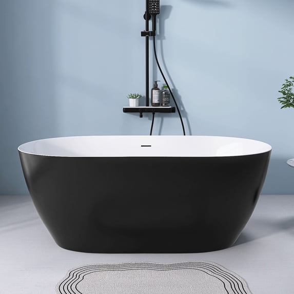Nuvo 51" Acrylic Free Standing Oval Shape Soaking Tub - Matte Black