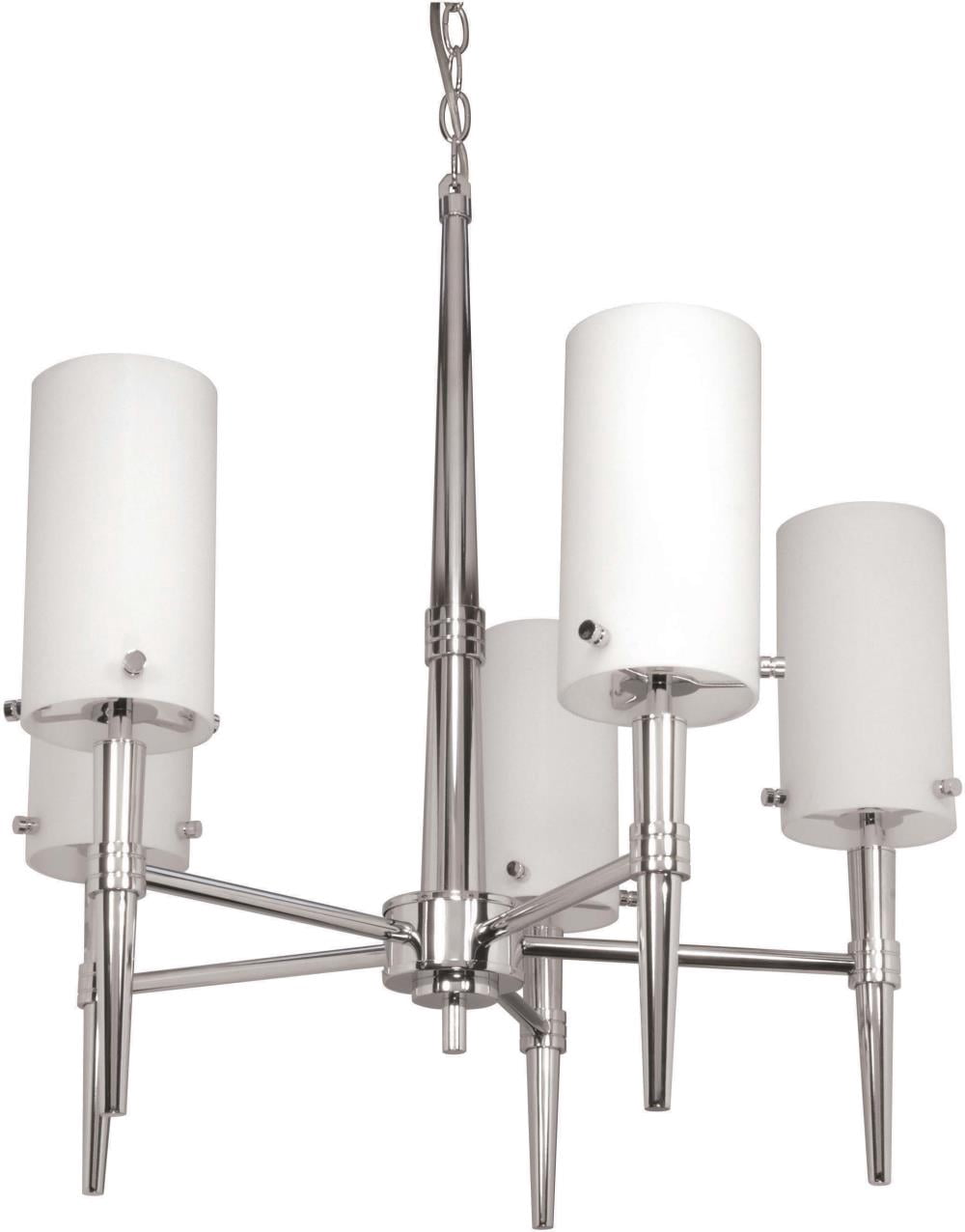 Nuvo 60/1066 Jet Chandeliers 24in Polished Chrome White Opal 5-light