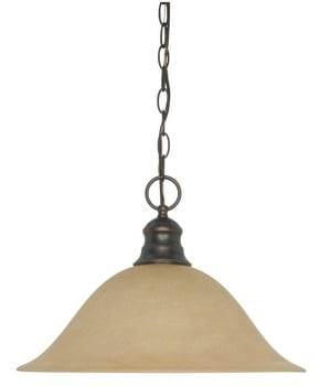 Empire Mahogany Bronze 16" Pendant with Champagne Linen Glass