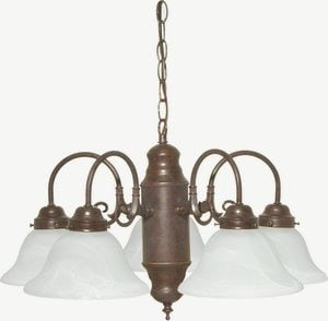 Bronze 5-Light Chandelier with Alabaster Glass Shades