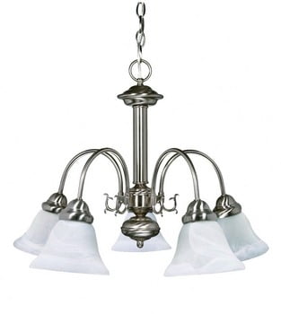 Ballerina Brushed Nickel 5-Light Chandelier with Alabaster Glass Shades