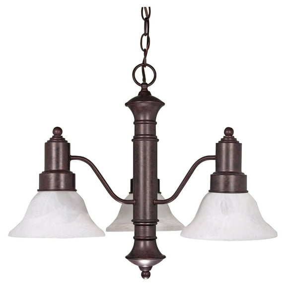 Nuvo 60-192 - Gotham - 3 Light - 23" - Chandelier - w/ Alabaster Glass Bell Shades