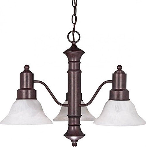 Nuvo 60-192 - Gotham - 3 Light - 23" - Chandelier - w/ Alabaster Glass Bell Shades