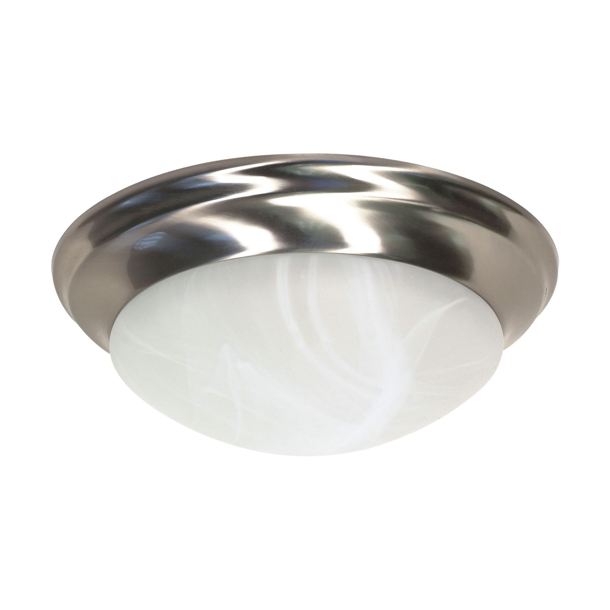 Brushed Nickel 14" Flush Mount with Alabaster Glass