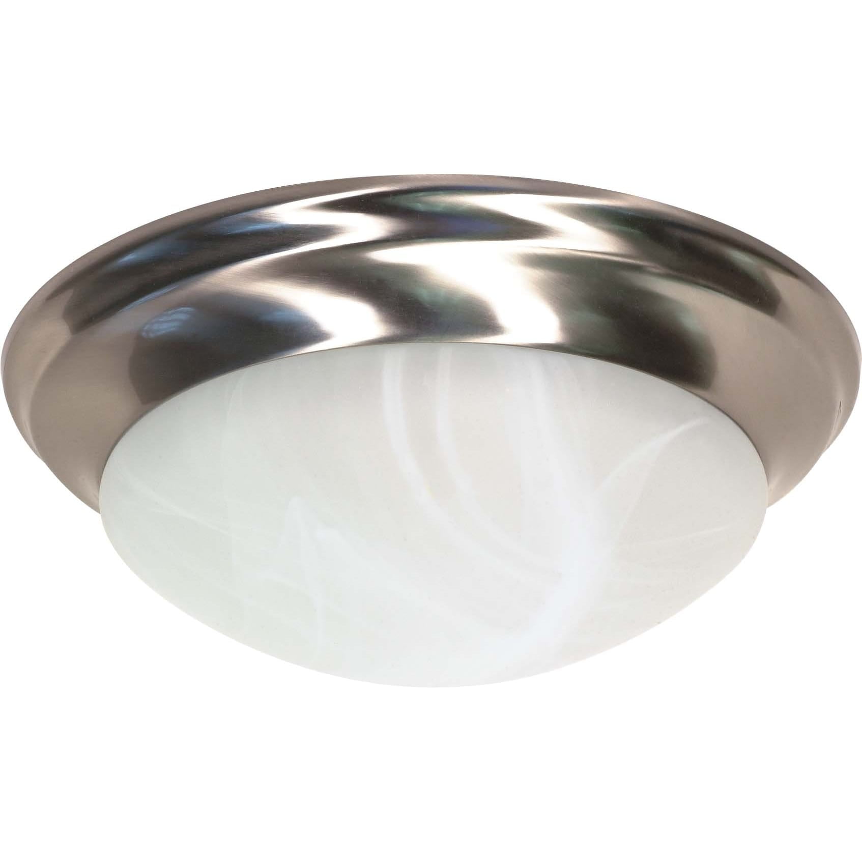 Brushed Nickel 14" Flush Mount with Alabaster Glass