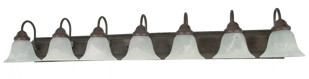 Nuvo 48" Bronze Vanity Light with Alabaster Glass Shades