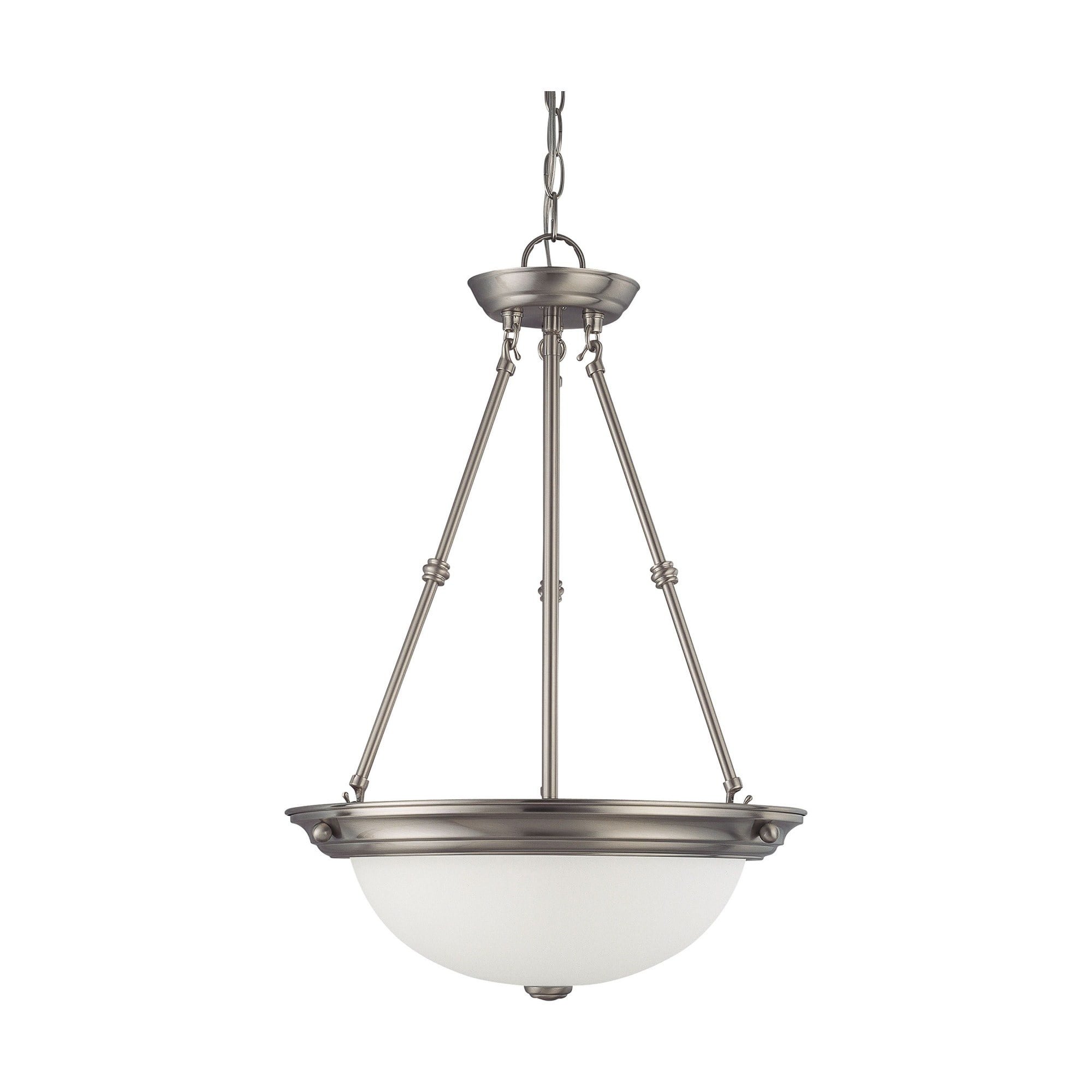 Elegant Frosted White Glass 15" Pendant in Brushed Nickel
