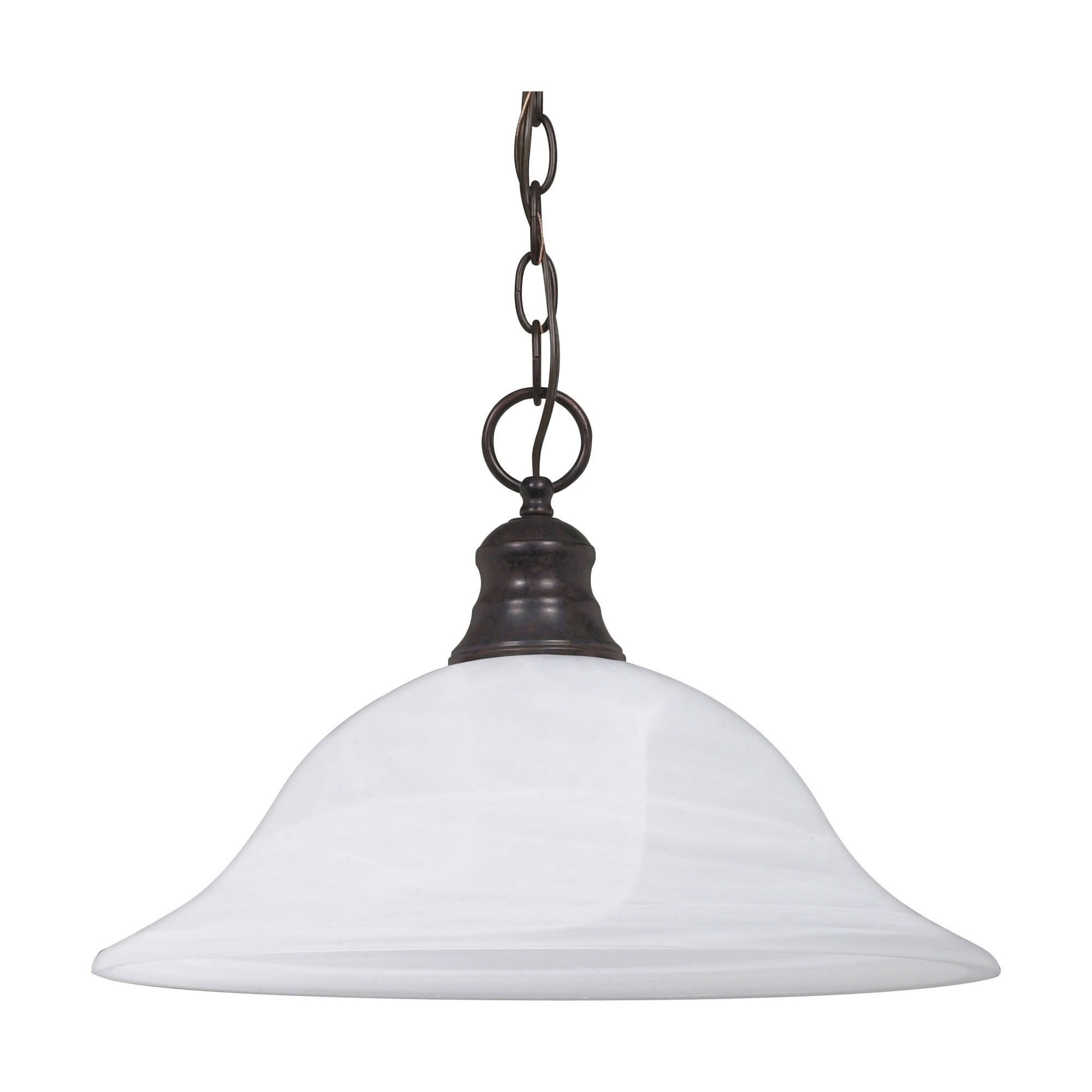 Olde Bronze Contemporary 16-Inch Pendant with Alabaster Glass