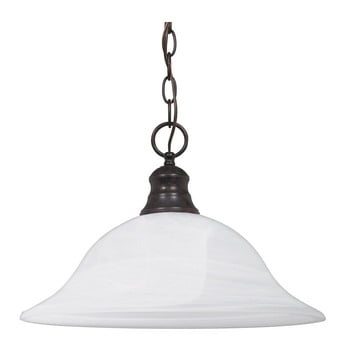 Olde Bronze Contemporary 16-Inch Pendant with Alabaster Glass