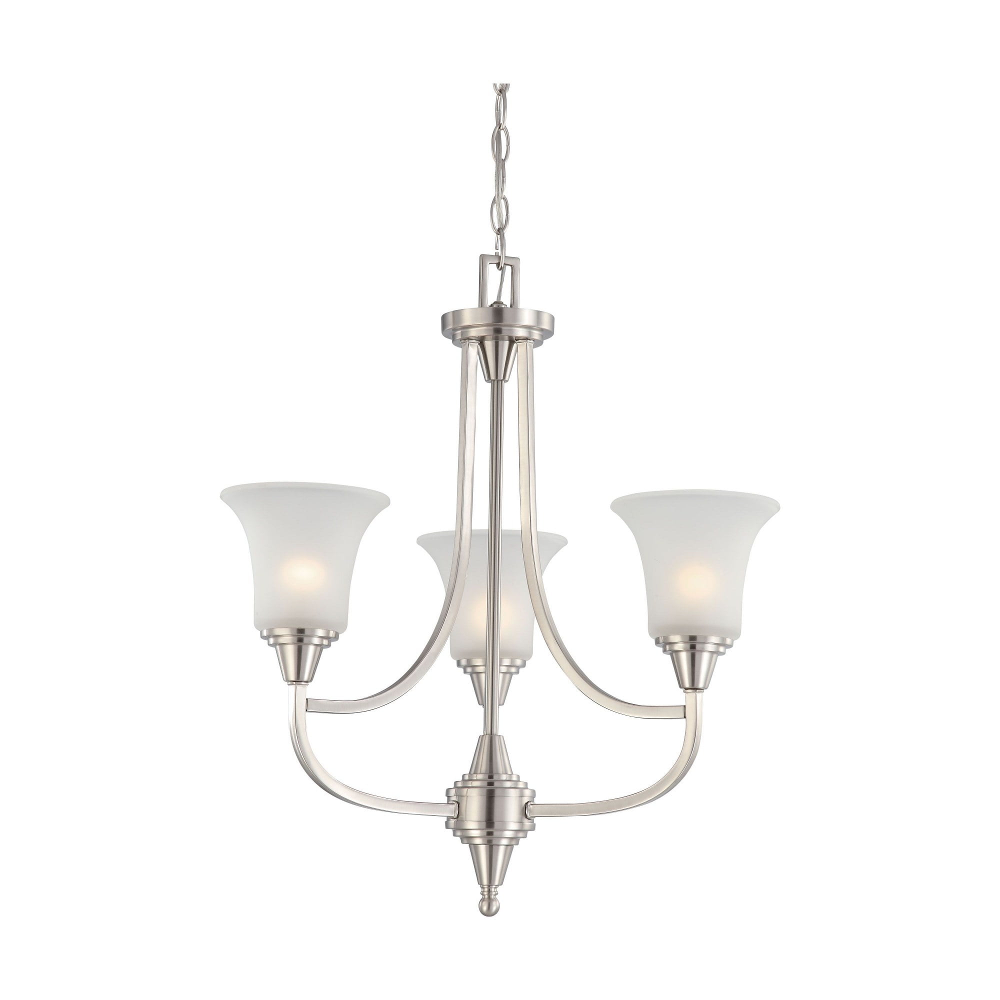 Surrey Brushed Nickel 24" Square 3-Light Chandelier with Frosted Glass