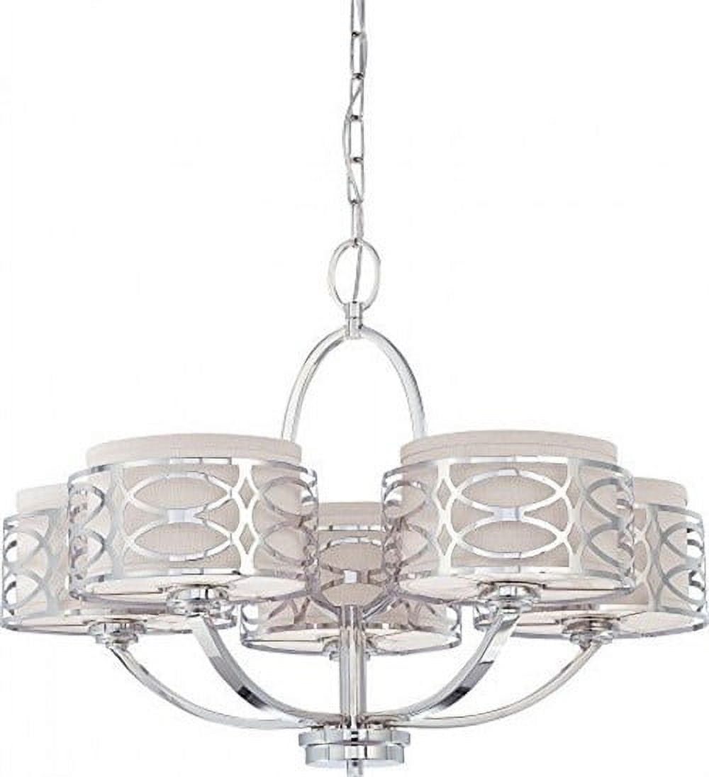 Harlow Polished Nickel 5-Light Drum Chandelier with Slate Gray Shades