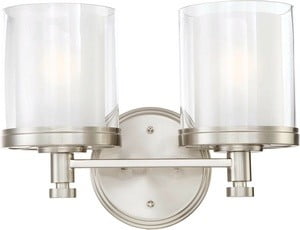 Decker Brushed Nickel 2-Light Vanity with Clear & Frosted Glass