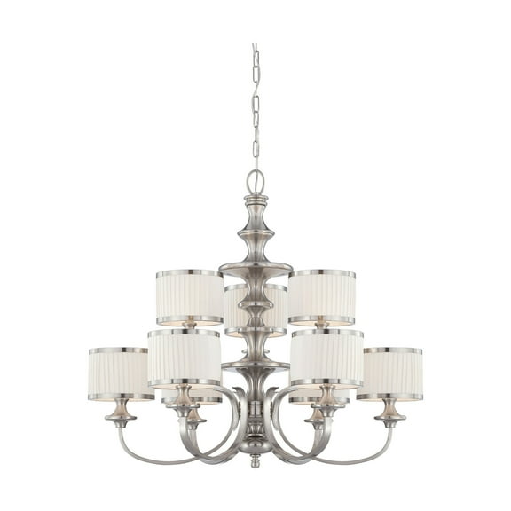 Nuvo 60-4739 - Candice - 9 Light Chandelier w/ Pleated White Shades