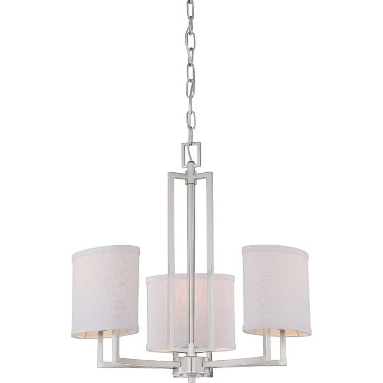 Gemini 3-Light Brushed Nickel Chandelier with Slate Gray Fabric Shades