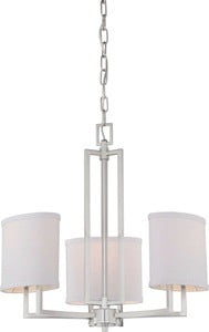 Gemini 3-Light Brushed Nickel Chandelier with Slate Gray Fabric Shades