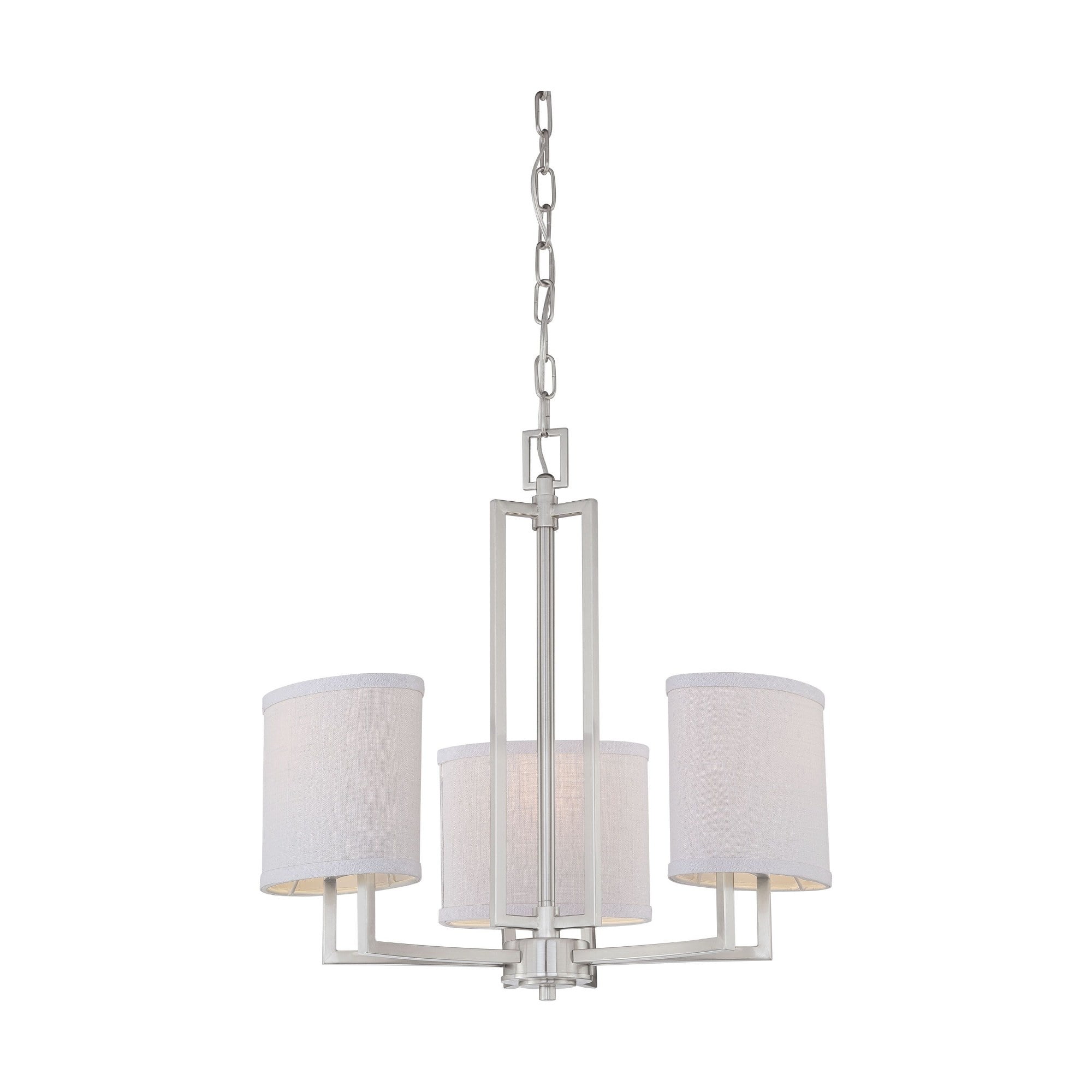 Gemini 3-Light Brushed Nickel Chandelier with Slate Gray Fabric Shades