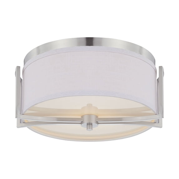 Nuvo 60-4761 - Gemini - 2 Light Flush Dome Fixture w/ Slate Gray Fabric Shade