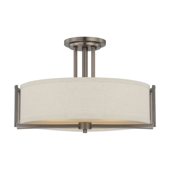 Nuvo 60-4858 - Gemini - 3 Light Semi Flush Fixture w/ Khaki Fabric Shade