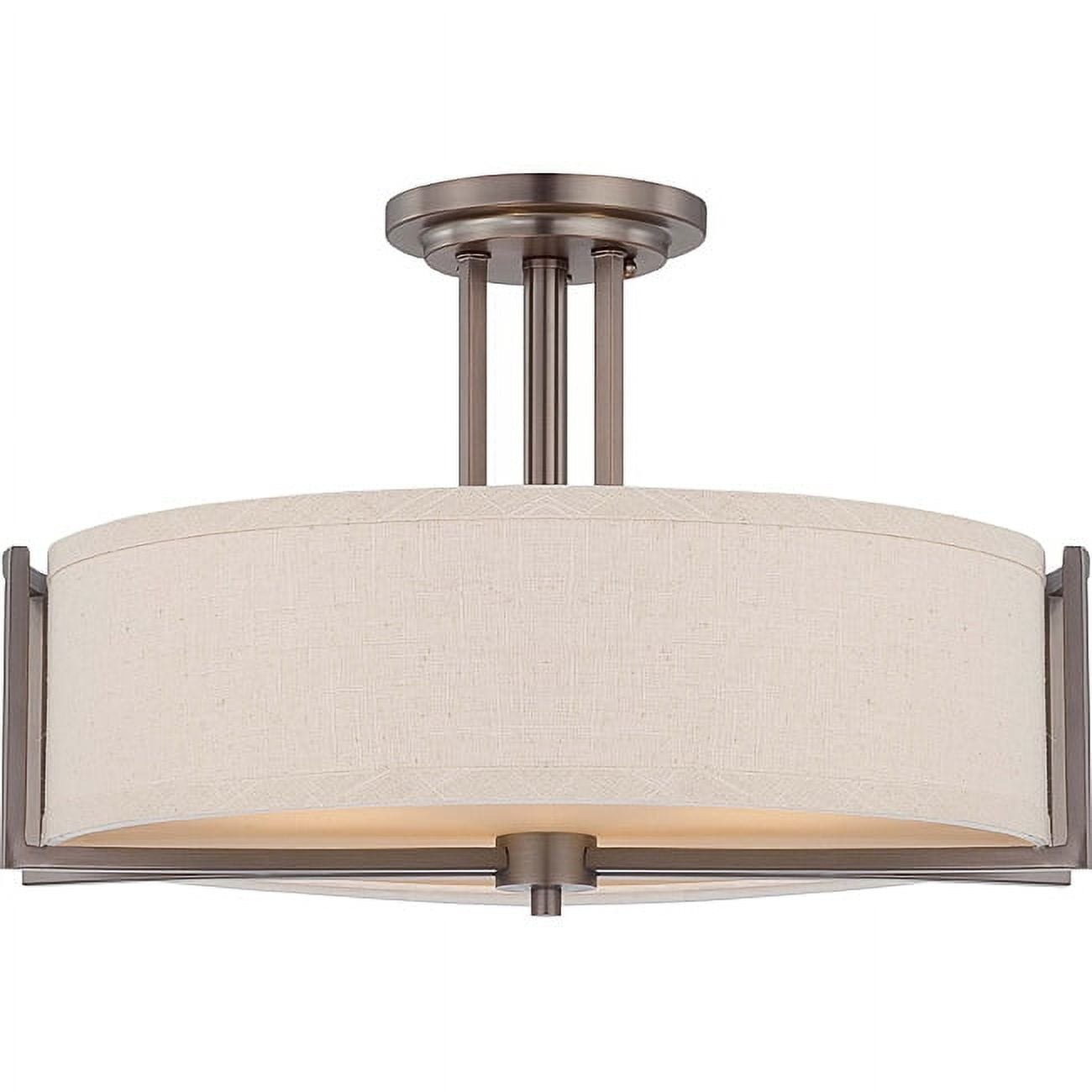 Gemini 18" Brushed Nickel and Glass Drum Semi-Flush Light