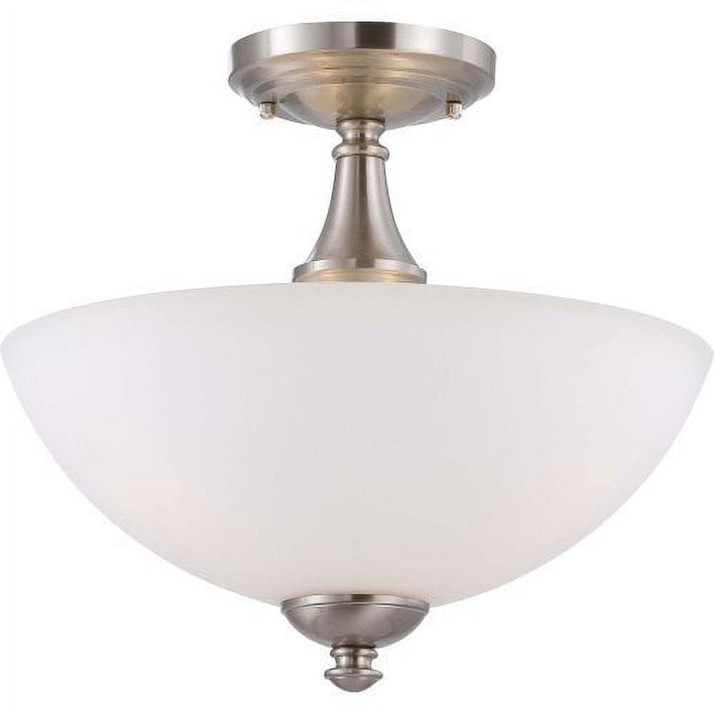 Brushed Nickel 3-Light Semi Flush Ceiling Fixture with Frosted Glass