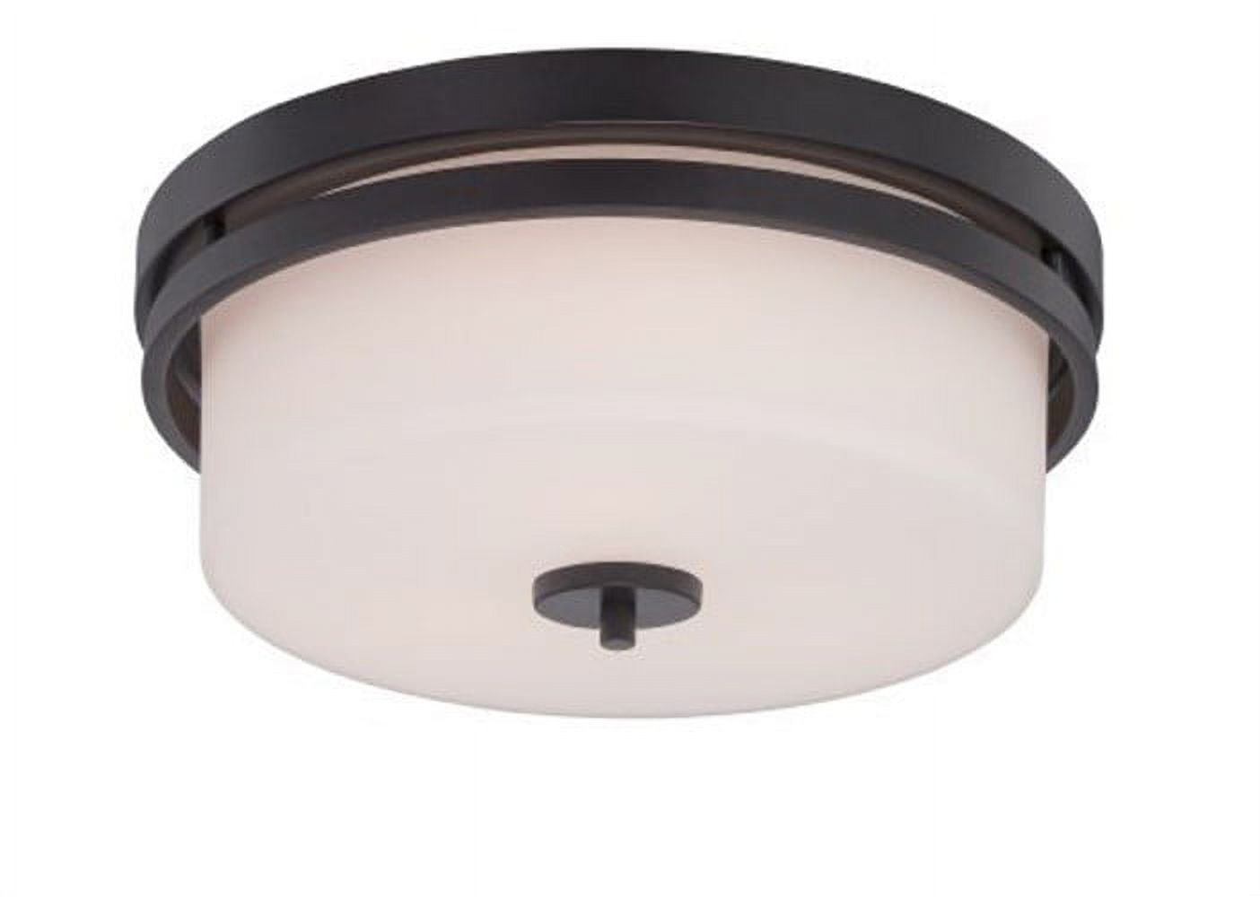 Aged Bronze Etched Opal Glass 15" Drum Flush Mount Light