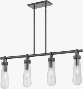 Aged Bronze 4-Light Island Pendant with Clear Glass Shades