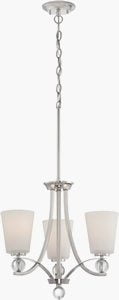 Polished Nickel 3-Light Glass Chandelier, 29" x 18"