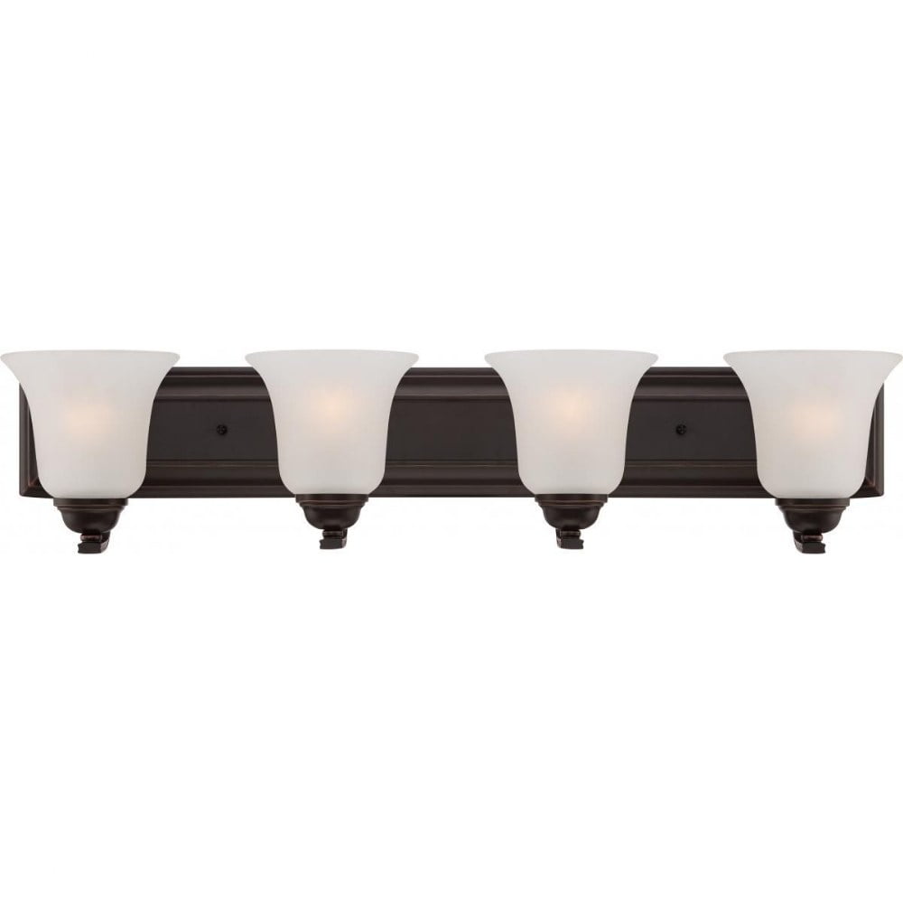 Elizabeth Bronze 4-Light Vanity Fixture with Frosted Glass