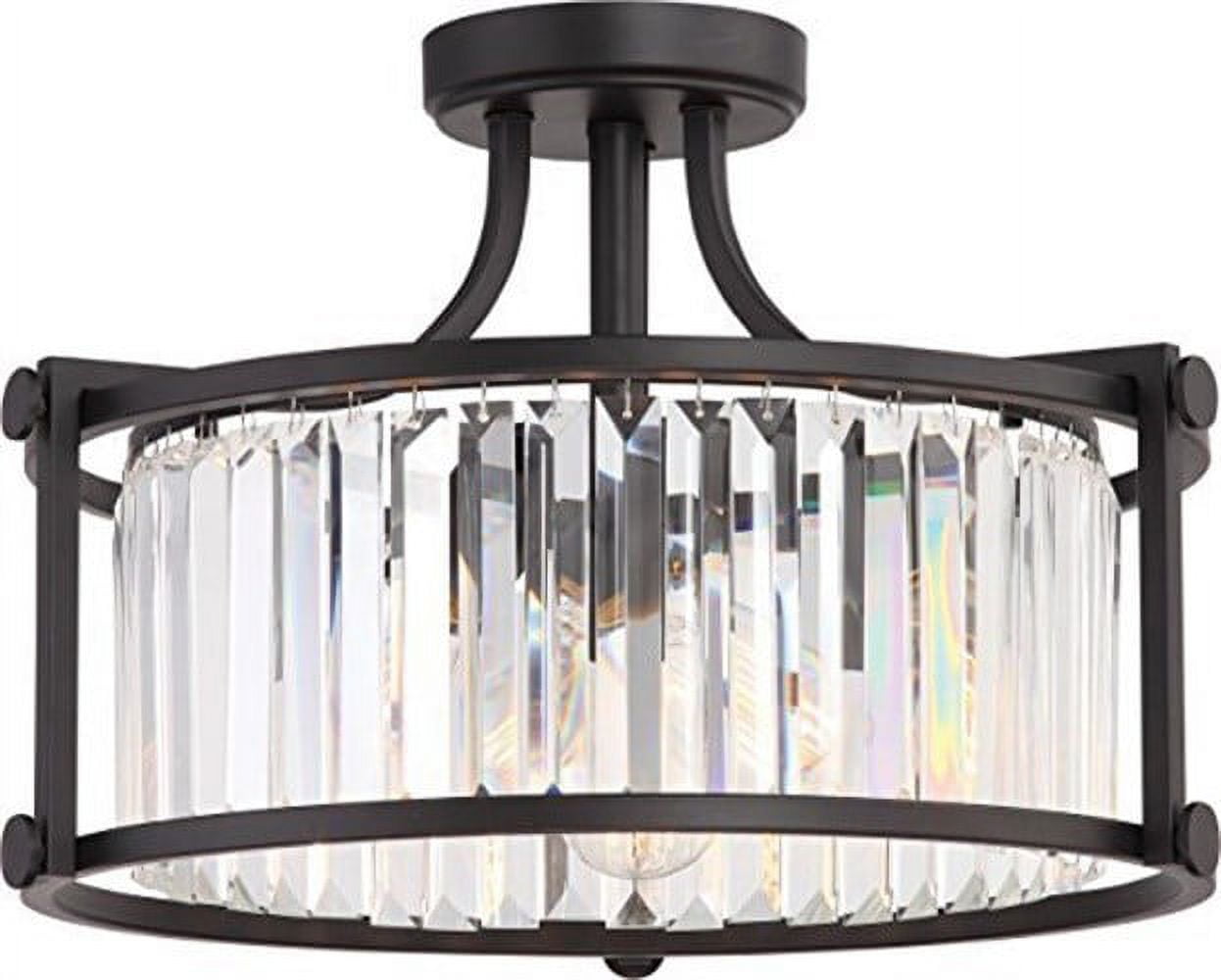 Vintage Krys Drum Semi-Flush Mount in Aged Bronze with Crystal Accents