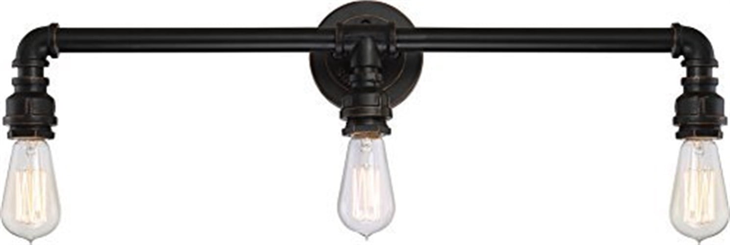 Industrial Bronze 3-Light Vanity Fixture with Edison Bulbs